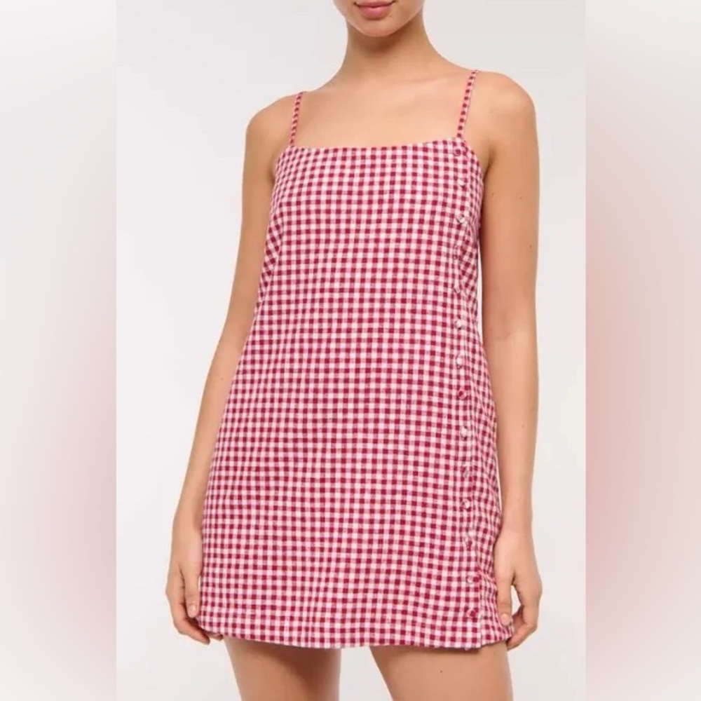 Abercrombie Red and White Gingham Spaghetti Strap Skort Dress